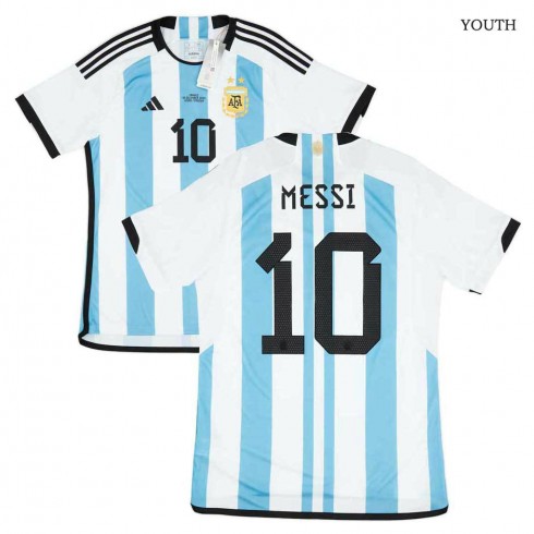 2022-23 Argentina Home Vs France Youth Shirt Messi #10